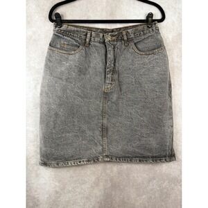 Vintage‎ 90s Bolero Denim Skirt Women Size 16 Grey Acid Wash High Waisted Grunge
